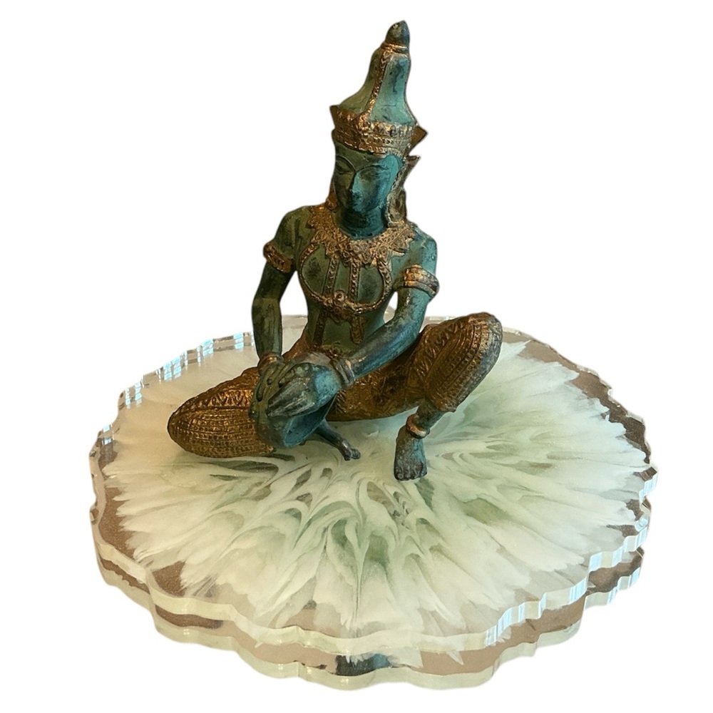 Antique Bronze Thai Drummer Thepanom Phra Aphai Mani Rammana Gilt